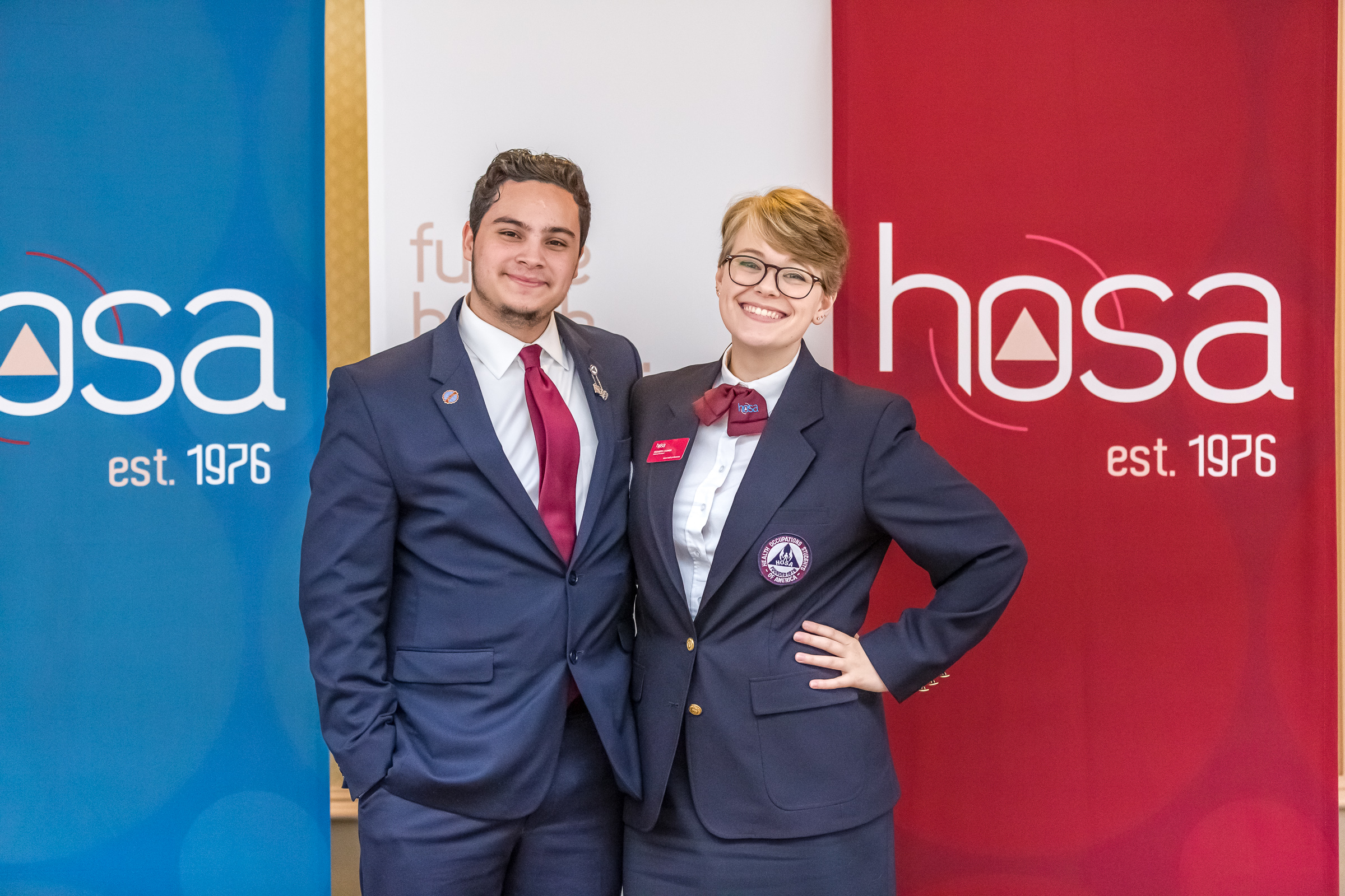 Past National and MA-HOSA members in HOSA uniform